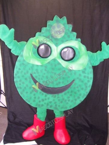 Farmer Green Grass Mascot Costume in Red Boots