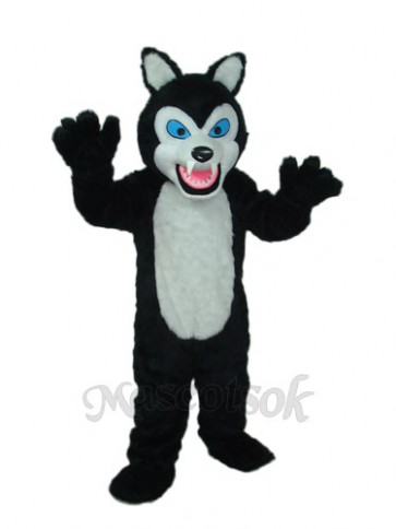 Long-haired Black Wolf Mascot Adult Costume