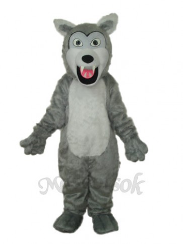 Small Long-haired Gray Wolf Mascot Adult Costume