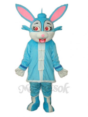 Easter Blue Rabbit in Padded Coat  Mascot Adult Costume 