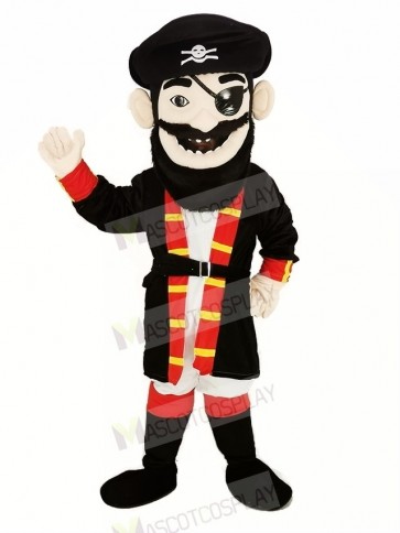 Beard Pirate in Red Coat Mascot Costume People