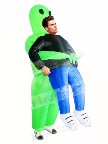 Green Alien ET Carry me Monster Inflatable Blow Up Halloween Xmas Costumes for Adults