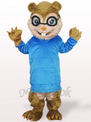 Blue Squirrel With Long Hair And Short Teeth Plush Adult Mascot Costume