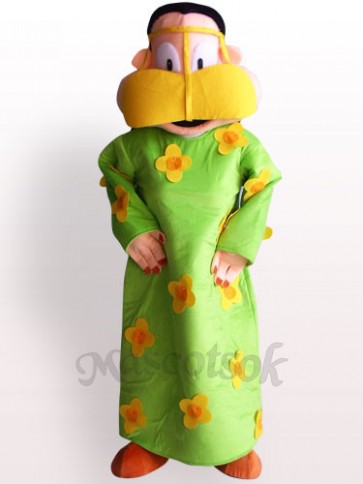Fat Woman In Green Clothes Plush Adult Mascot Costume