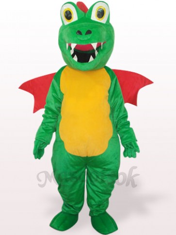 Green Dinosaur With Red Wing Plush Adult Mascot Costume