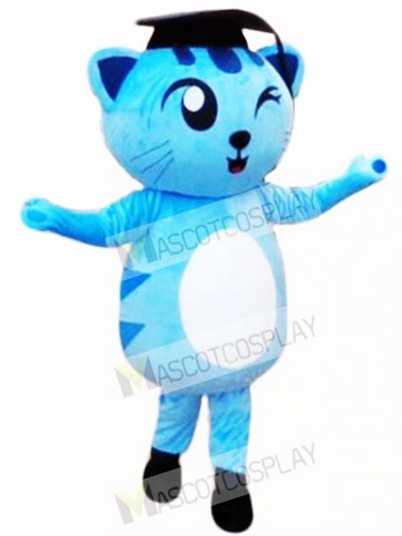 Cute Blue Doctor Cat Mascot Costume