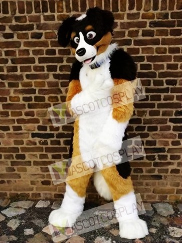 High Quality Brown Black and White Dog Mascot Costume