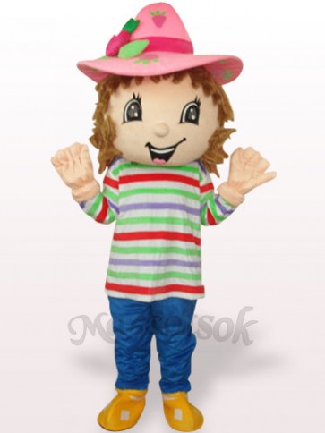 Lovely Colorful Strawberry Shortcake Girl Plush Adult Mascot Costume