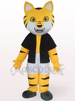 Orange Tiger In Black Underwaist Plush Mascot Costume