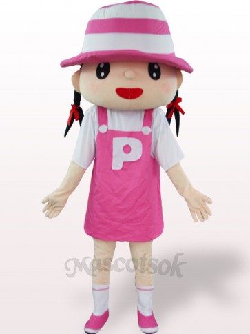 Pink Hat Girl Plush Adult Mascot Costume