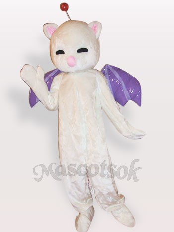 Pink Nose White Cat Short Plush Adult Mascot Costume