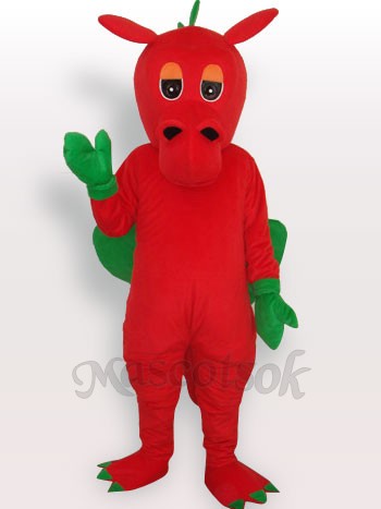Red Dinosaur Short Plush Adult Mascot Costume
