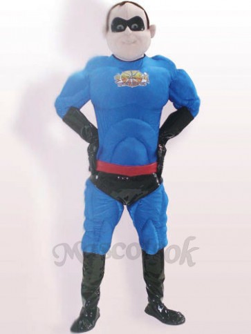 Blue Superman Cartoon Adult Mascot Costume