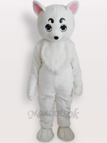White Dog Short Plush Adult Mascot Costume