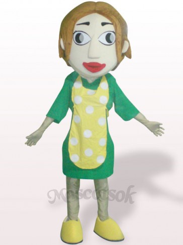 Woman With Yellow Apron Plush Adult Mascot Costume