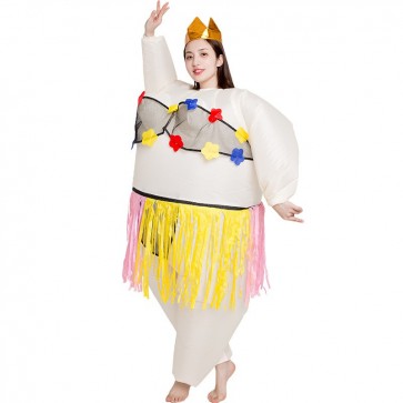 Ballerina Inflatable Costume Tiara Crown Halloween Christmas Costume for Adult Grass Skirt