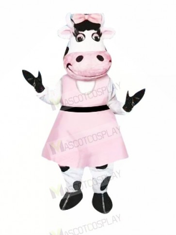 Beautiful Cow with Pink Dress Mascot Costumes Animal