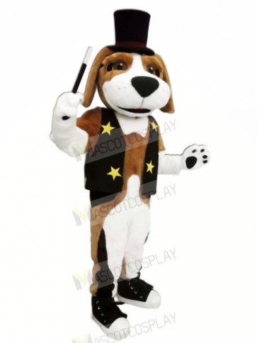 Brown and White Dog with Black Hat Mascot Costumes Animal