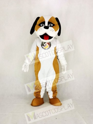 Brown And White St. Bernard Dog Mascot Costume Cartoon