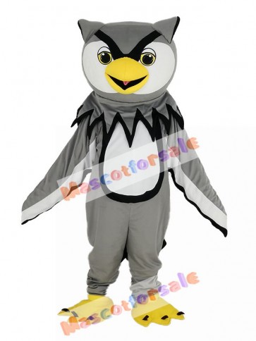 Gray Owl with Yellow Beak Mascot Costume Bird