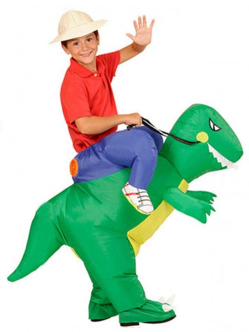 Green Dinosaur Carry me Ride On T-rex Inflatable Halloween Christmas Costumes for Kids