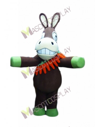 Brown Donkey with Carrots Mascot Costume 