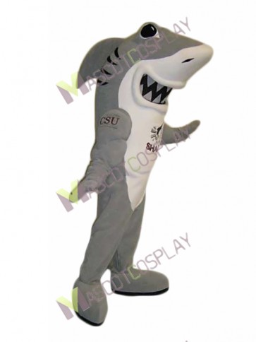 Grey and White Shark Mascot Costume 