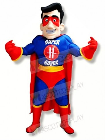 Blue & Red Superhero Mascot Costume 