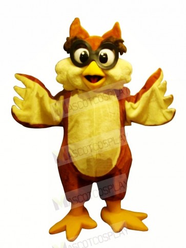 Yellow Owl with Glasses Mascot Costumes Cartoon	