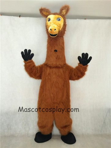 Dark Brown Hairy Llama Mascot Costume 