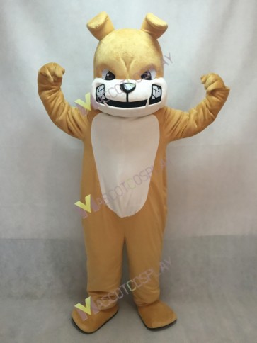 New Tan Bulldog Dog White Belly Mascot Costume