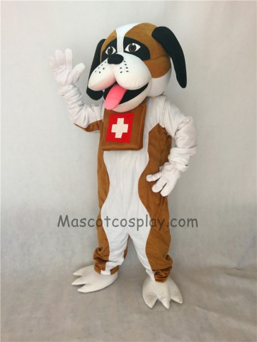 Cute New Brown and White St. Bernard Dog Mascot Costume