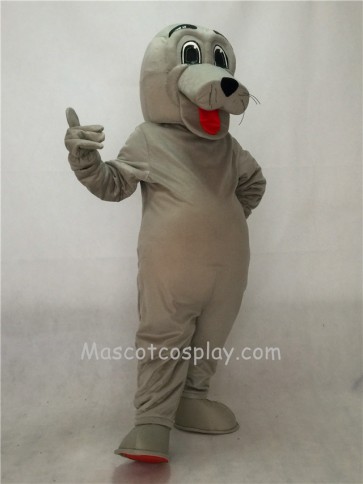 Cute Gray Silly Seal Mascot Costume