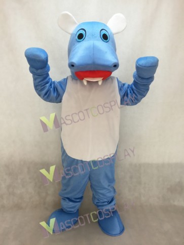 Blue Hillary Hippo with White Belly Mascot Costume