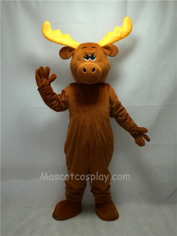Cute Brown Moony Moose Mascot Costume