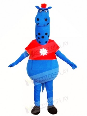 Blue Monster in Red Shirt Mascot Costumes Fantasy