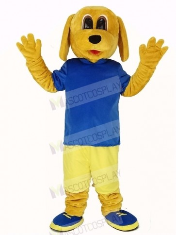 Golden Dog in Blue T-shirt Mascot Costume Animal
