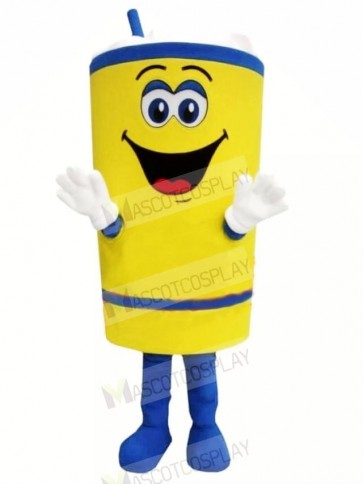 Happy Yellow Cup Mascot Costume Cartoon