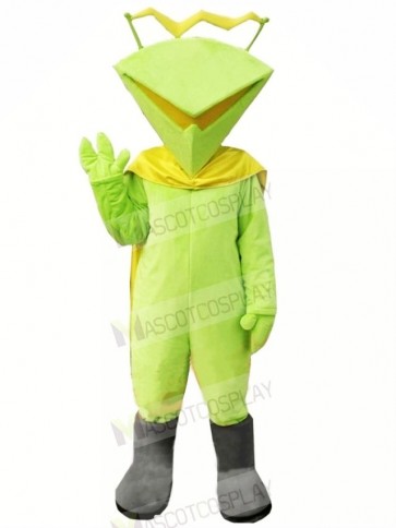 Funny Martian with Green Coat Mascot Costume Cartoon	