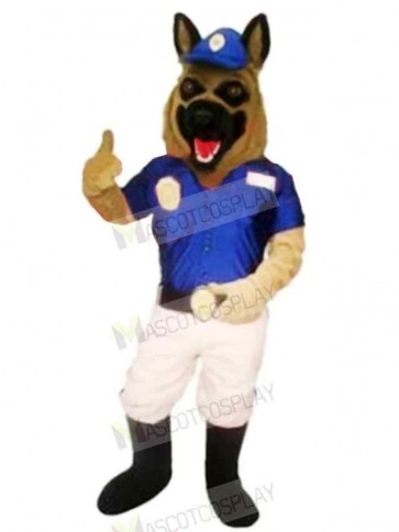 Police Dog with Blue Hat Mascot Costume Cartoon