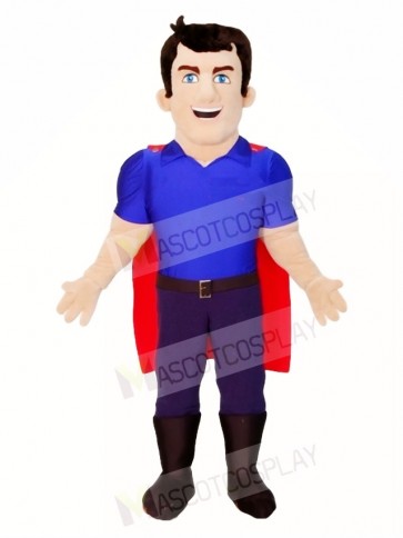 Cartoon Blue Shirt Super Hero Mascot Costumes People