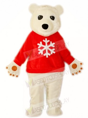 Red Shirt White Polar Bear Mascot Costumes Animal 