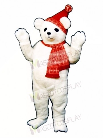 Snow Bear with Hat & Scarf Mascot Costume