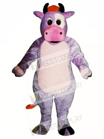 Cute Purple Cow Mascot Costume