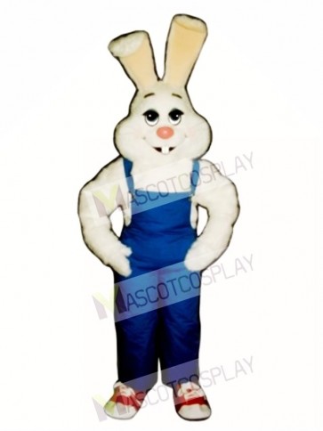Easter Farmer Bunny Rabbit with Bib Overalls Mascot Costume