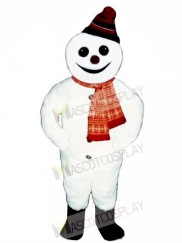 Smiling Snowman with Hat & Scarf Mascot Costume