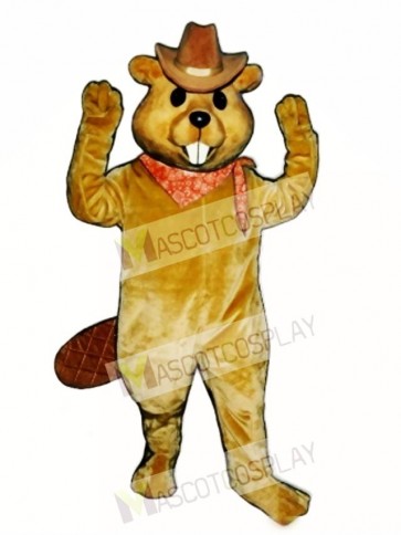 Western Beaver with Hat & Neckerchief Mascot Costume