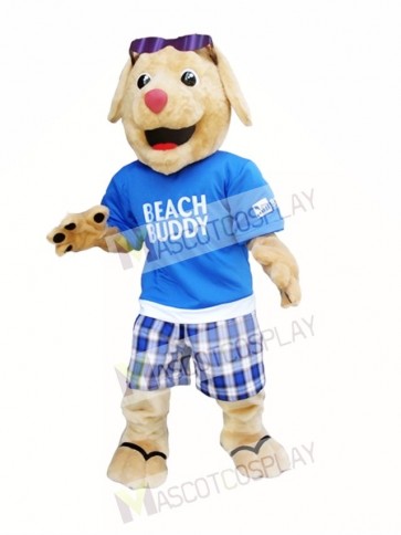 Dog with Sunglasses Mascot Costume Beach Buddy Dog Mascot Costume