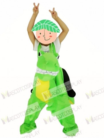 For Children/ Kids Piggyback Carry Me Ride on Yellow Belly Green Dragon Mascot Costume