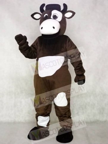 Brown and White Cow Mascot Costume